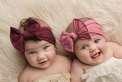 Stretchy Nylon Bow Knotted Headbands  for Baby ( 8 Packs )